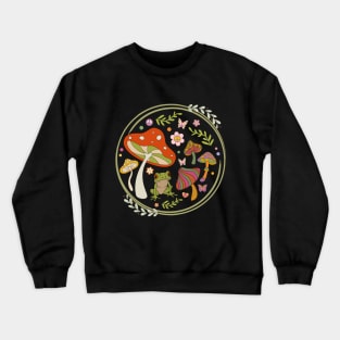 Retro Frog and Mushrooms Crewneck Sweatshirt